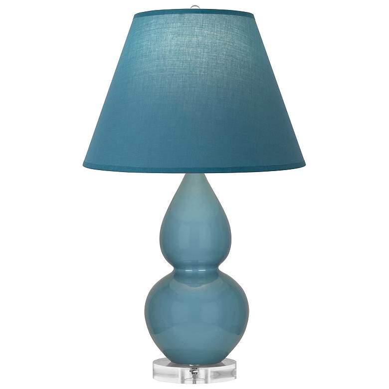 Image 1 Double Gourd 22"H Steel Blue And Lucite Lamp w/ Bright Blue And Gray Shade