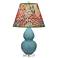 Double Gourd 22"H Steel Blue And Lucite Lamp w/ Fall Floral Shade