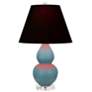 Double Gourd 22"H Steel Blue And Lucite Lamp w/ Ink And Rose Shade