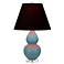 Double Gourd 22"H Steel Blue And Lucite Lamp w/ Ink And Rose Shade