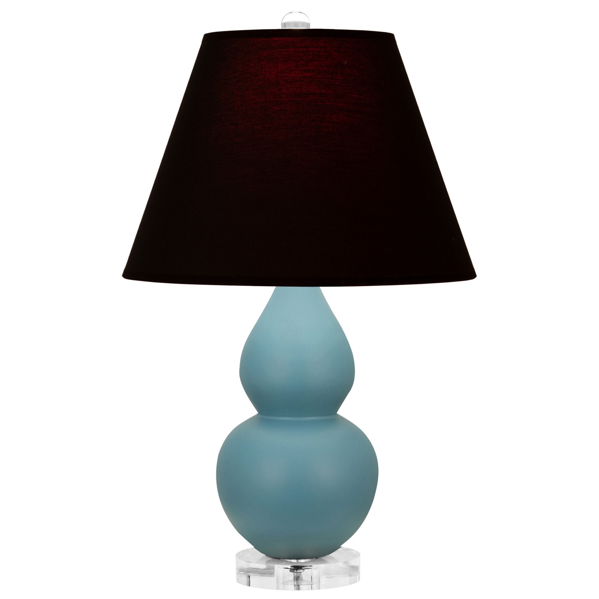 Image 2 Double Gourd 22"H Steel Blue And Lucite Lamp w/ Ink And Rose Shade more views