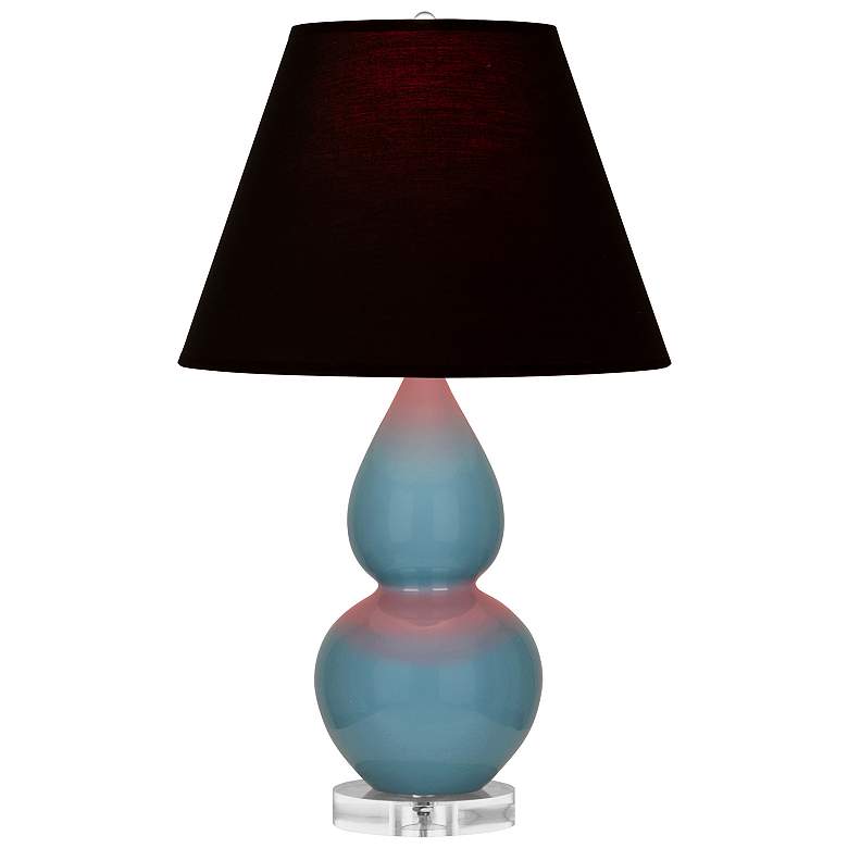 Image 1 Double Gourd 22"H Steel Blue And Lucite Lamp w/ Ink And Rose Shade