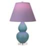 Double Gourd 22"H Steel Blue And Lucite Lamp w/ Lavender And Plum Shade