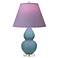 Double Gourd 22"H Steel Blue And Lucite Lamp w/ Lavender And Plum Shade