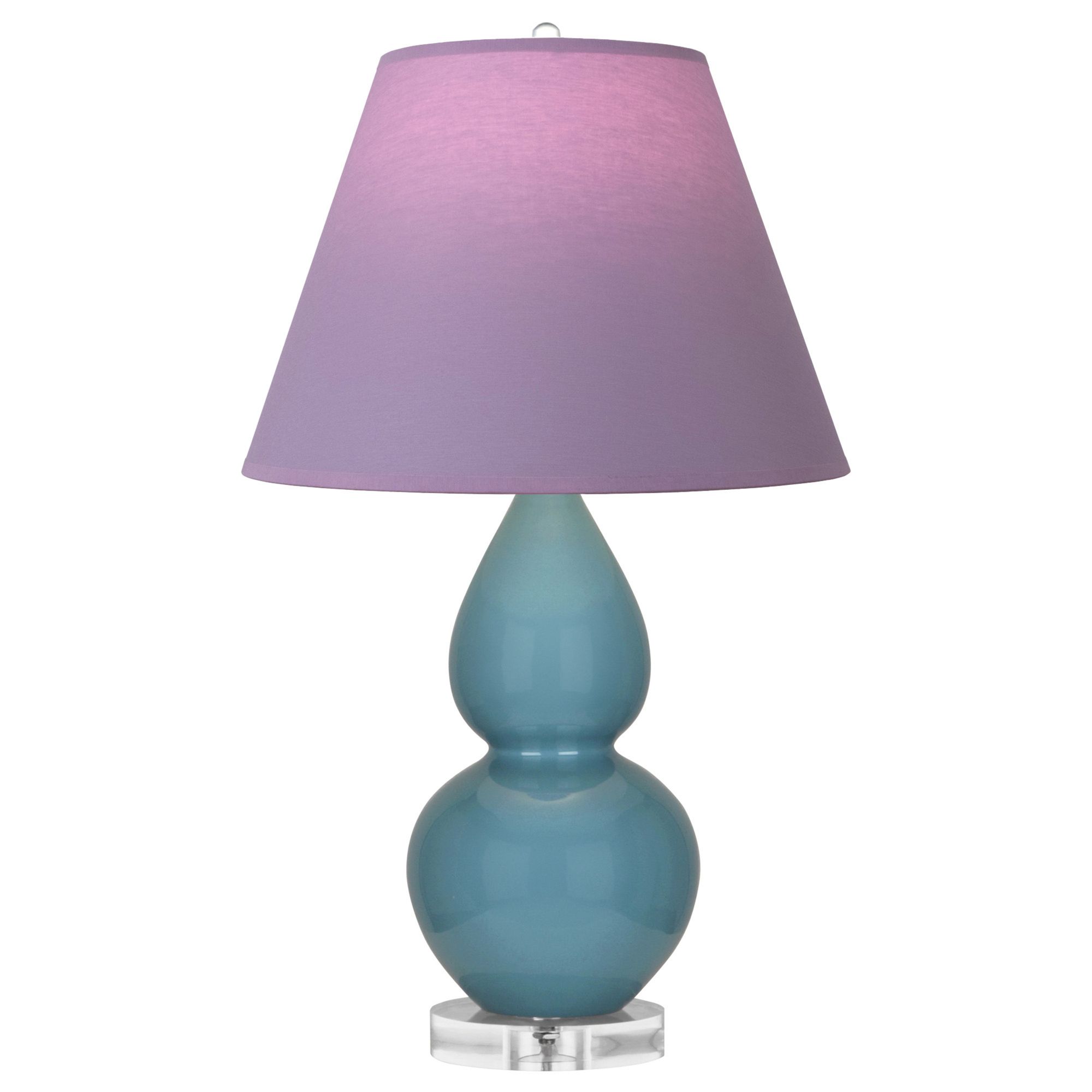Image 2 Double Gourd 22"H Steel Blue And Lucite Lamp w/ Lavender And Plum Shade more views