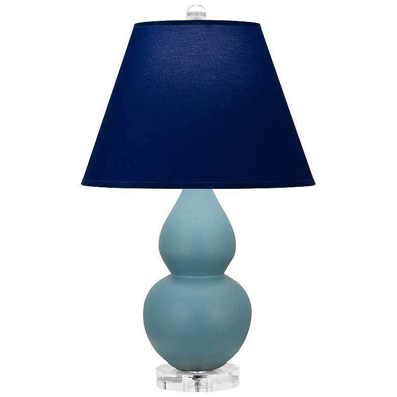 Image 1 Double Gourd 22"H Steel Blue And Lucite Lamp w/ Navy And Gray Shade
