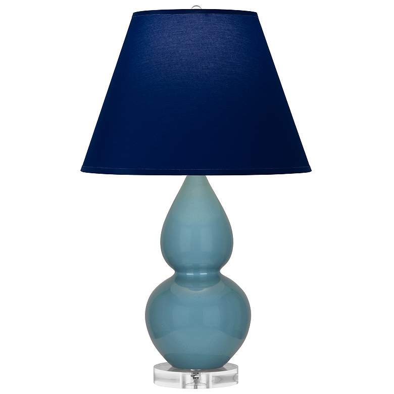 Image 1 Double Gourd 22"H Steel Blue And Lucite Lamp w/ Navy And Gray Shade