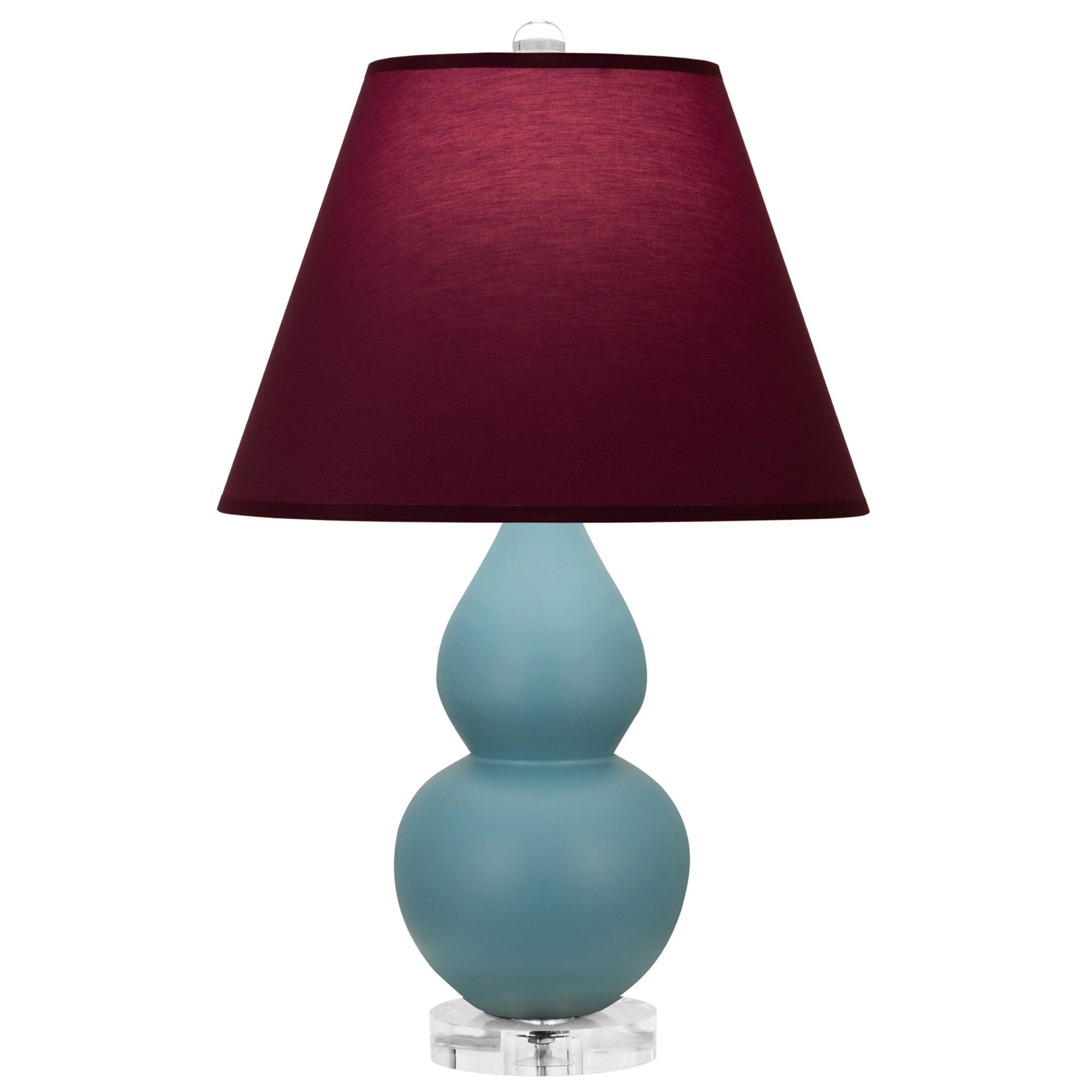 Image 2 Double Gourd 22"H Steel Blue And Lucite Lamp w/ Plum And Lavender Shade more views