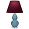 Double Gourd 22"H Steel Blue And Lucite Lamp w/ Plum And Lavender Shade