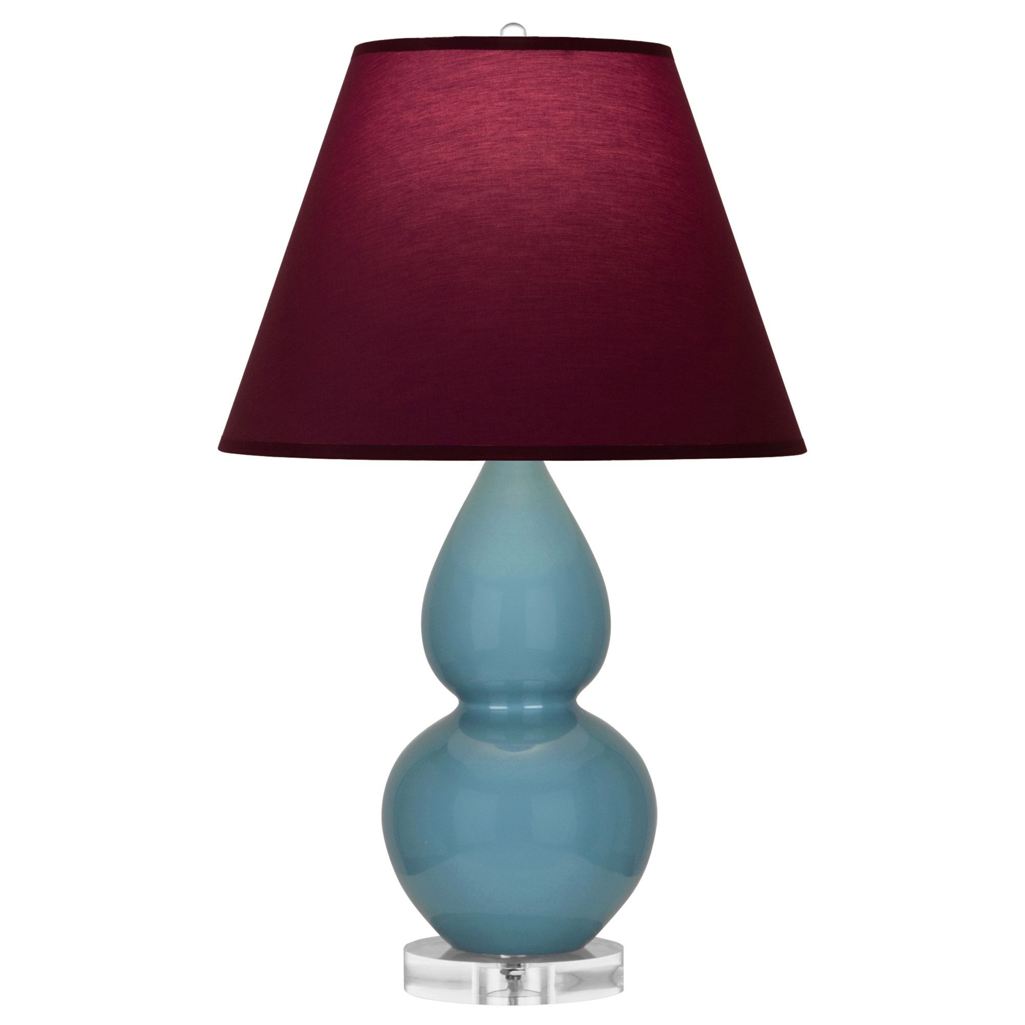 Image 2 Double Gourd 22"H Steel Blue And Lucite Lamp w/ Plum And Lavender Shade more views