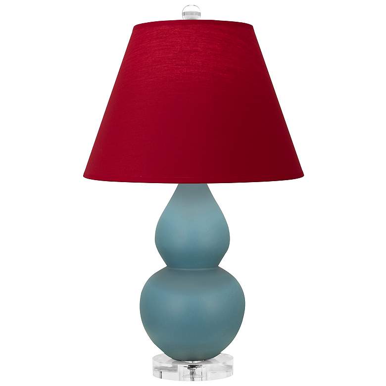 Image 1 Double Gourd 22"H Steel Blue And Lucite Lamp w/ Rose And Ink Shade