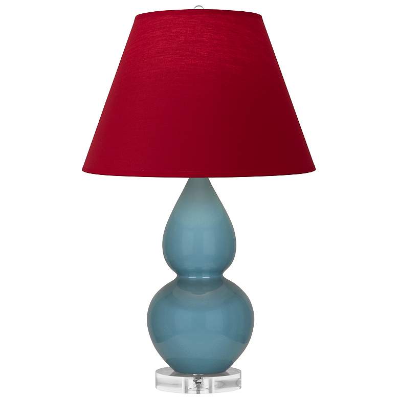Image 1 Double Gourd 22"H Steel Blue And Lucite Lamp w/ Rose And Ink Shade