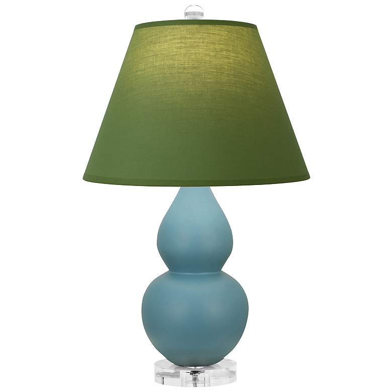 Image 1 Double Gourd 22"H Steel Blue And Lucite Lamp w/ Tea And Taupe Shade