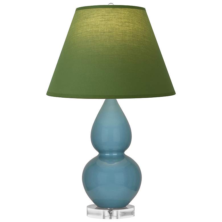 Image 1 Double Gourd 22"H Steel Blue And Lucite Lamp w/ Tea And Taupe Shade