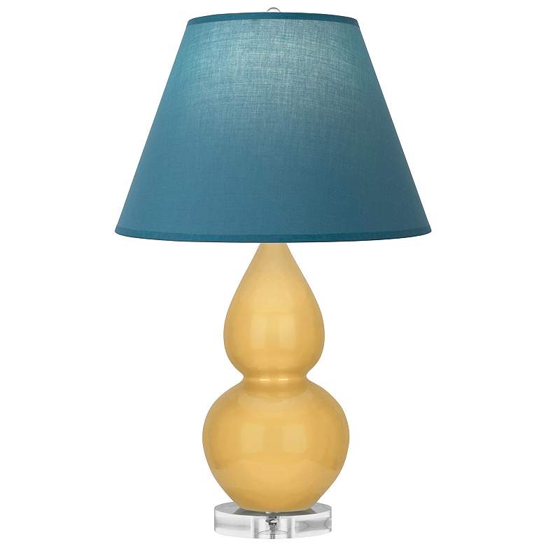 Image 1 Double Gourd 22"H Sunset And Lucite Lamp w/ Bright Blue And Gray Shade