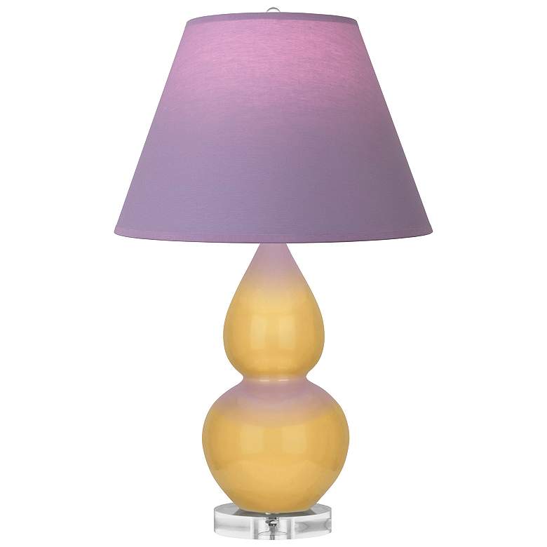 Image 1 Double Gourd 22"H Sunset And Lucite Lamp w/ Lavender And Plum Shade