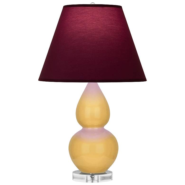 Image 1 Double Gourd 22"H Sunset And Lucite Lamp w/ Plum And Lavender Shade