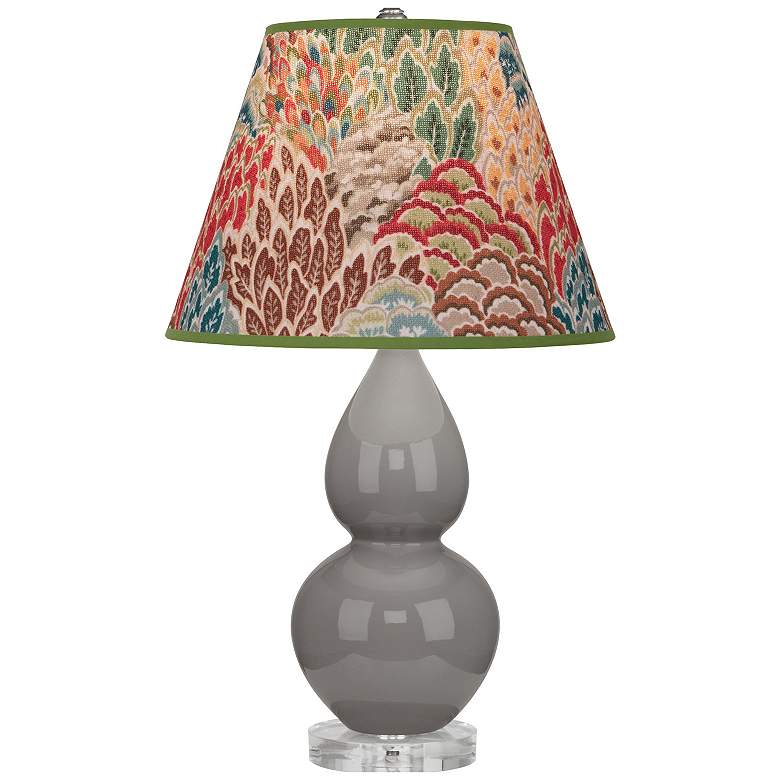 Image 1 Double Gourd 22"H Taupe And Lucite Accent Lamp w/ Fall Floral Shade