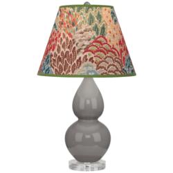 Double Gourd 22"H Taupe And Lucite Accent Lamp w/ Fall Floral Shade