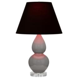 Double Gourd 22"H Taupe And Lucite Accent Lamp w/ Ink And Rose Shade