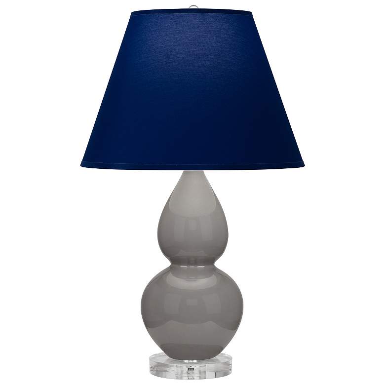 Image 1 Double Gourd 22"H Taupe And Lucite Accent Lamp w/ Navy And Gray Shade