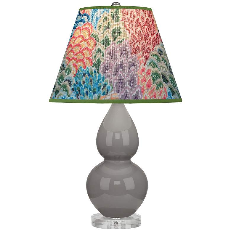 Image 1 Double Gourd 22"H Taupe And Lucite Accent Lamp w/ Spring Floral Shade