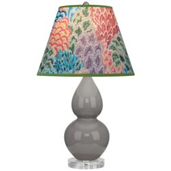 Double Gourd 22"H Taupe And Lucite Accent Lamp w/ Spring Floral Shade