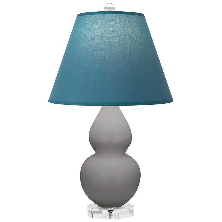 Image 1 Double Gourd 22"H Taupe And Lucite Lamp w/ Bright Blue And Gray Shade