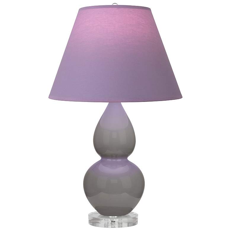 Image 1 Double Gourd 22"H Taupe And Lucite Lamp w/ Lavender And Plum Shade