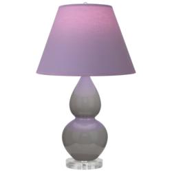 Double Gourd 22"H Taupe And Lucite Lamp w/ Lavender And Plum Shade