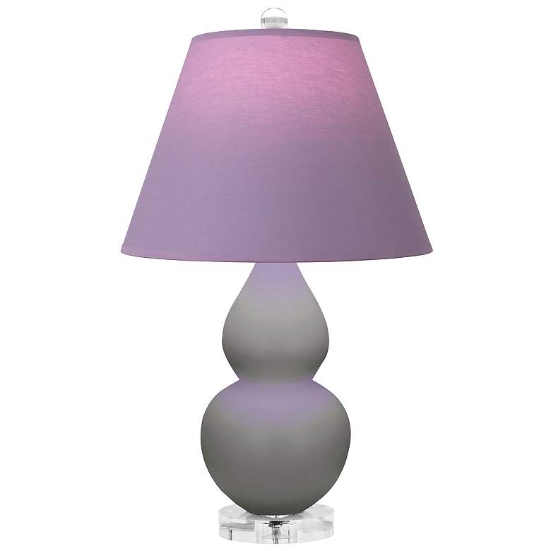 Image 1 Double Gourd 22"H Taupe And Lucite Lamp w/ Lavender And Plum Shade
