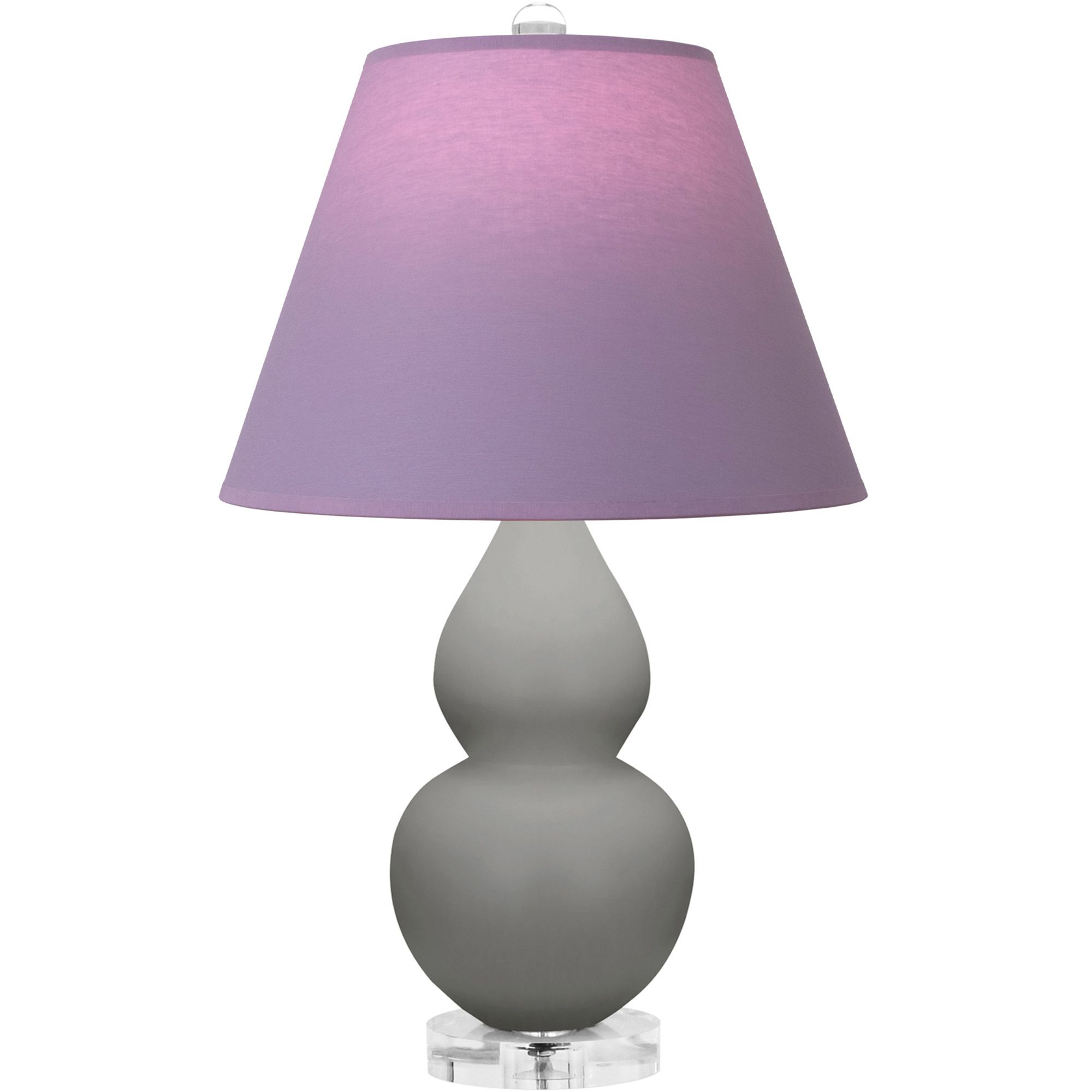 Image 2 Double Gourd 22"H Taupe And Lucite Lamp w/ Lavender And Plum Shade more views