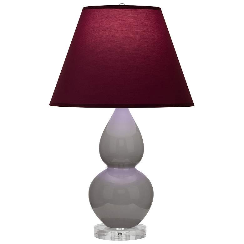 Image 1 Double Gourd 22"H Taupe And Lucite Lamp w/ Plum And Lavender Shade