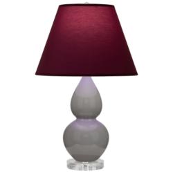 Double Gourd 22"H Taupe And Lucite Lamp w/ Plum And Lavender Shade