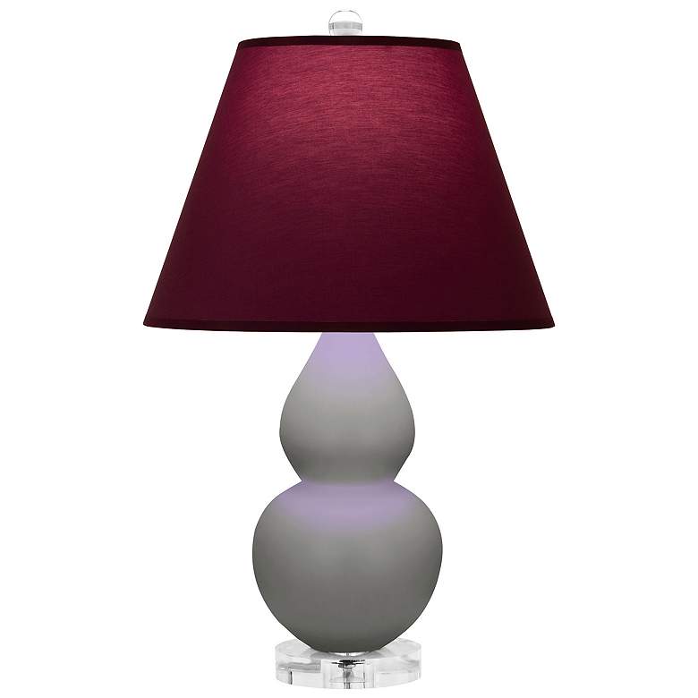 Image 1 Double Gourd 22"H Taupe And Lucite Lamp w/ Plum And Lavender Shade