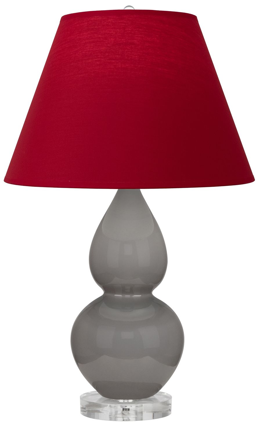 Double Gourd 22"H Taupe And Lucite Lamp w/ Rose And Ink Shade Made to Order