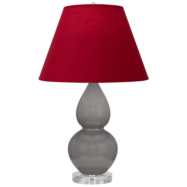 Image 1 Double Gourd 22"H Taupe And Lucite Lamp w/ Rose And Ink Shade