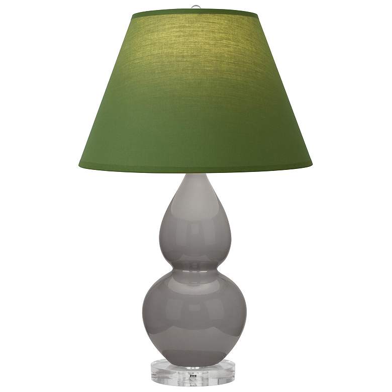 Image 1 Double Gourd 22"H Taupe And Lucite Lamp w/ Tea Green And Taupe Shade