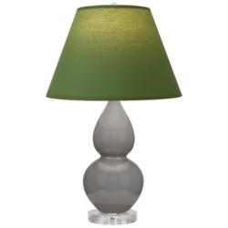 Double Gourd 22"H Taupe And Lucite Lamp w/ Tea Green And Taupe Shade