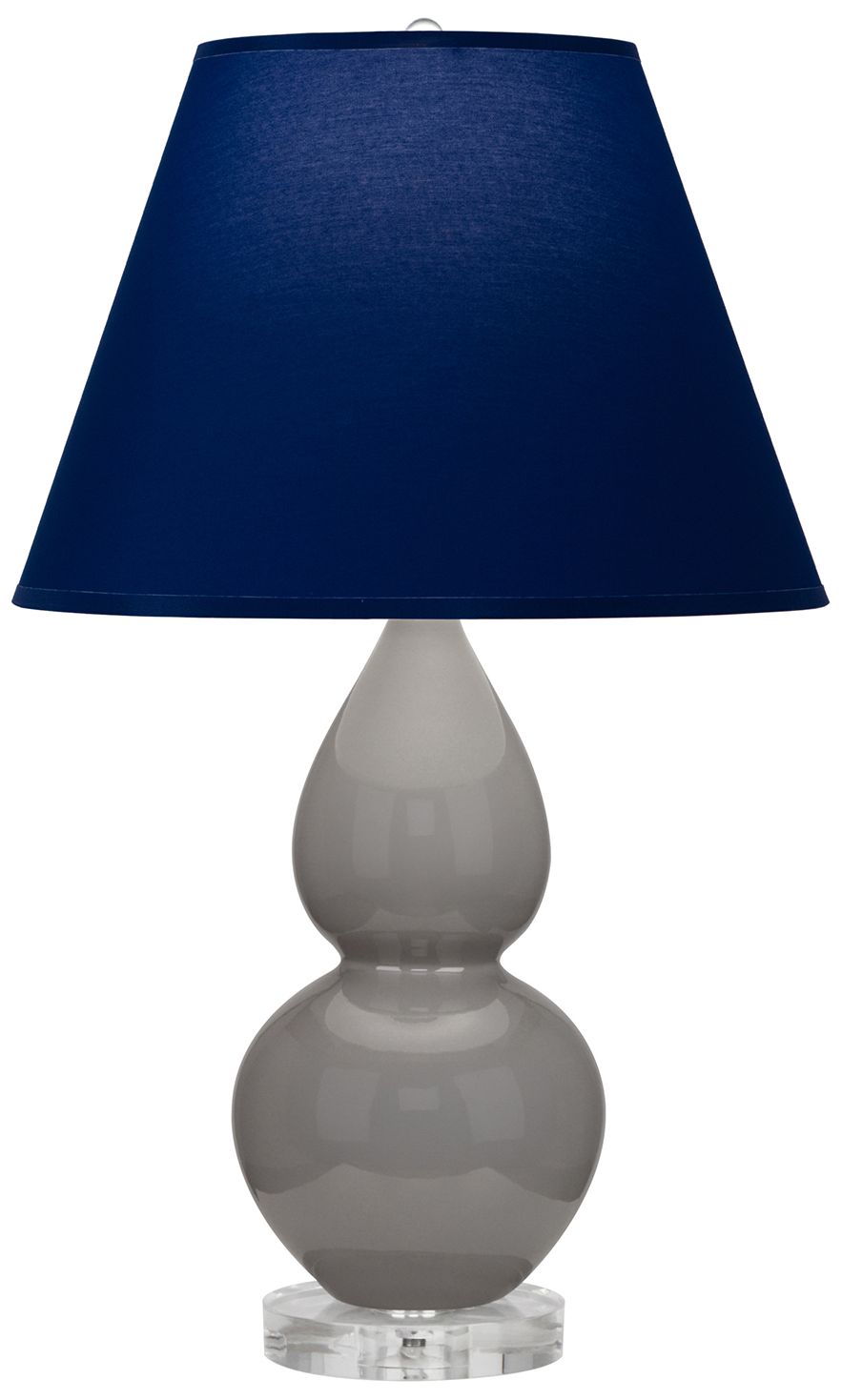 Double Gourd 22"H Taupe & Lucite Accent Lamp w/ Navy & Gray Made to Order