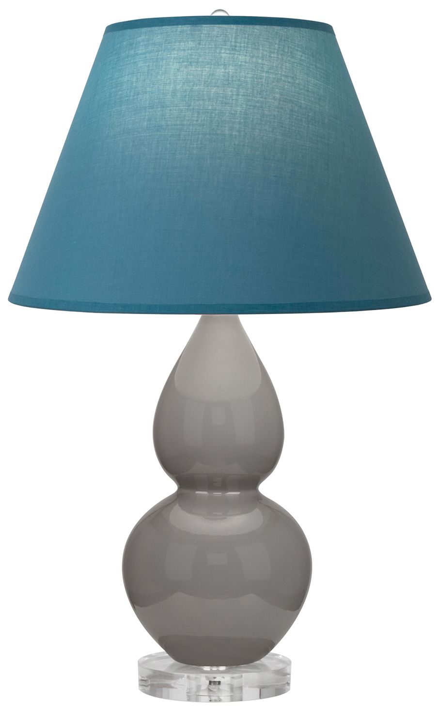 Double Gourd 22"H Taupe & Lucite Lamp w/ Bright Blue & Gray Made to Order