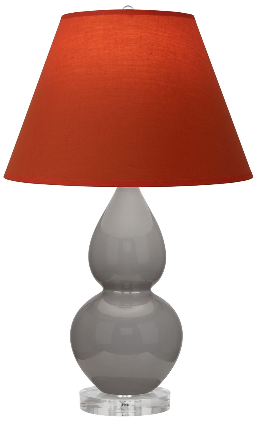 Double Gourd 22"H Taupe & Lucite Lamp w/ Tangerine & Taupe Made to Order