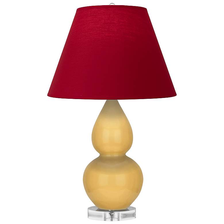 Image 1 Double Gourd 22"H Yellow And Lucite Lamp w/ Rose And Ink Shade