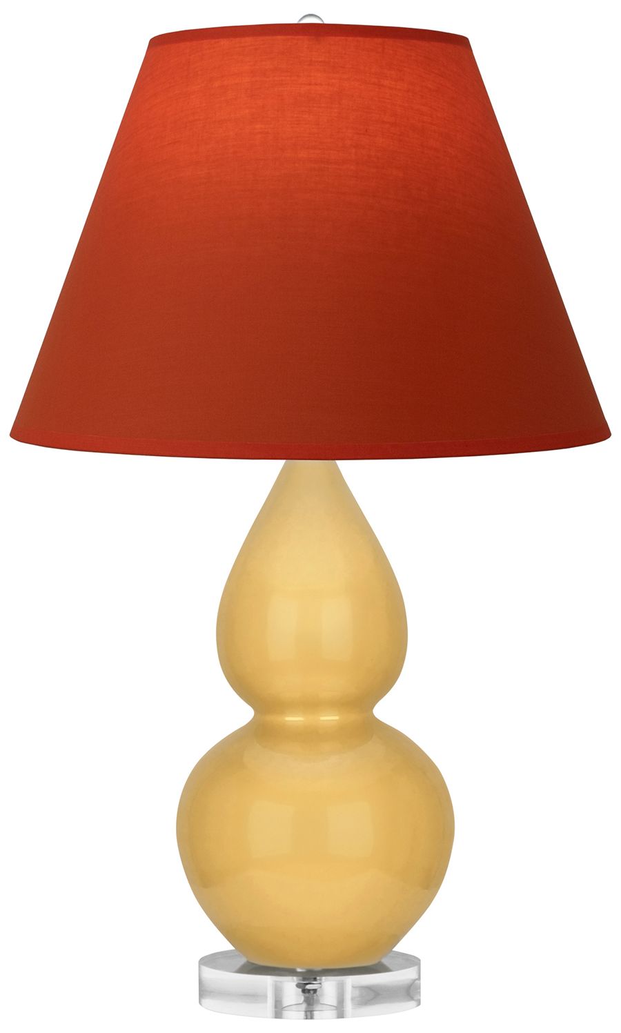 Double Gourd 22"H Yellow & Lucite Lamp w/ Tangerine & Taupe Made to Order