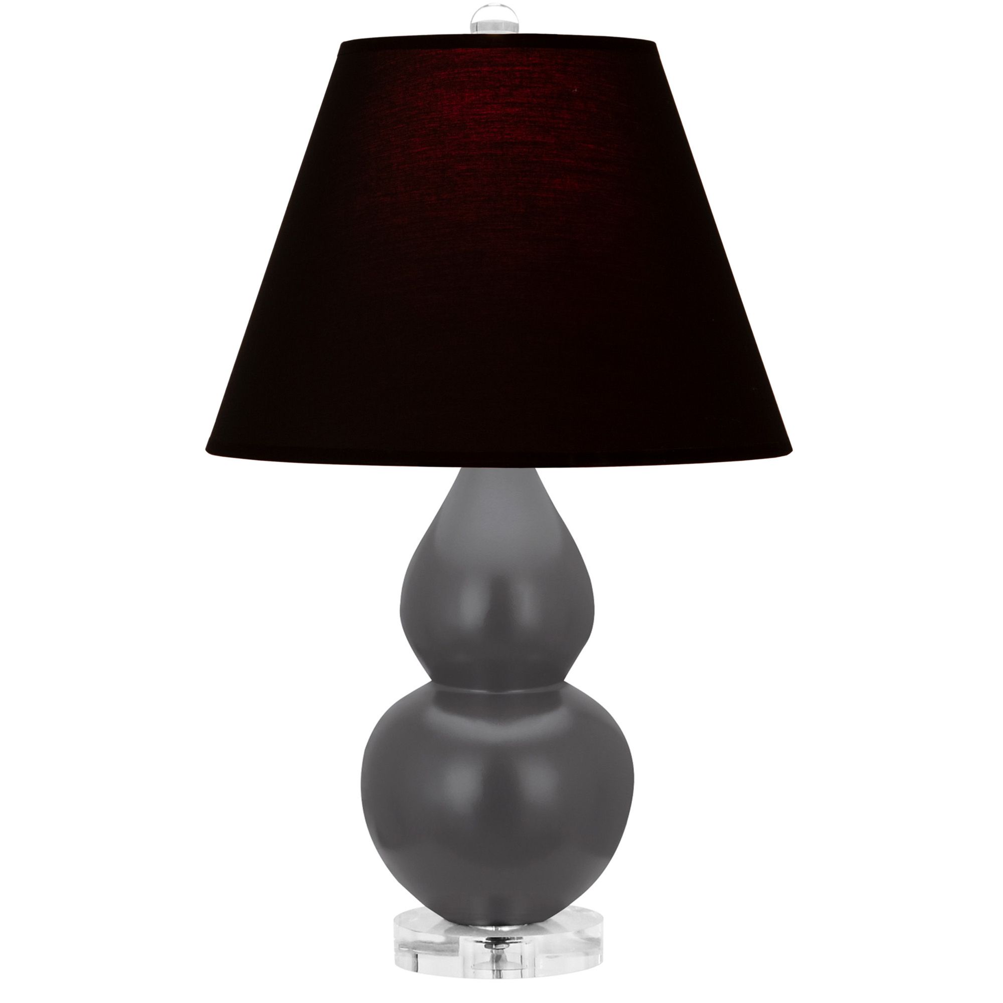 Image 2 Double Gourd 22"H Ash And Lucite Lamp w/ Ink And Rose Shade more views