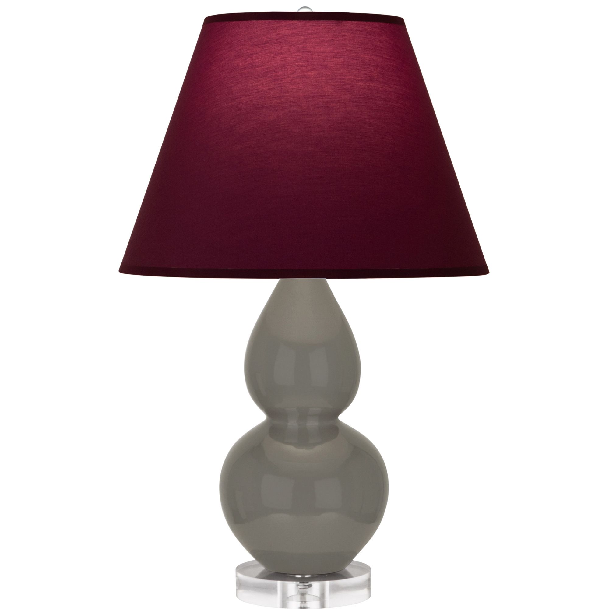 Image 2 Double Gourd 22"H Ash And Lucite Lamp w/ Plum And Lavender Shade more views