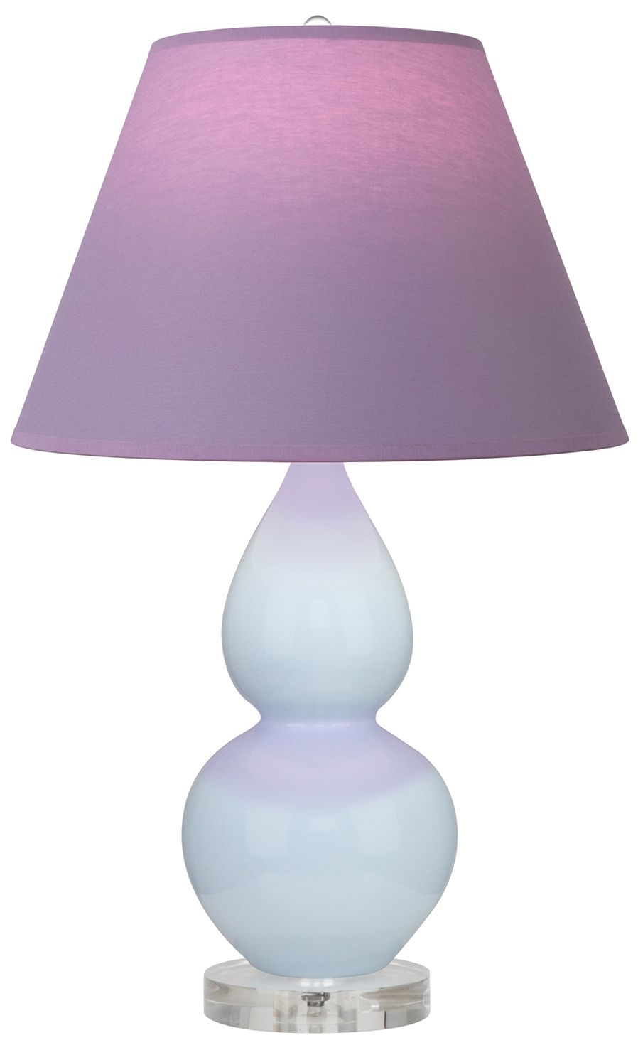 Double Gourd 22"H Baby Blue &amp; Lucite Lamp w/ Lavender &amp; Plum M