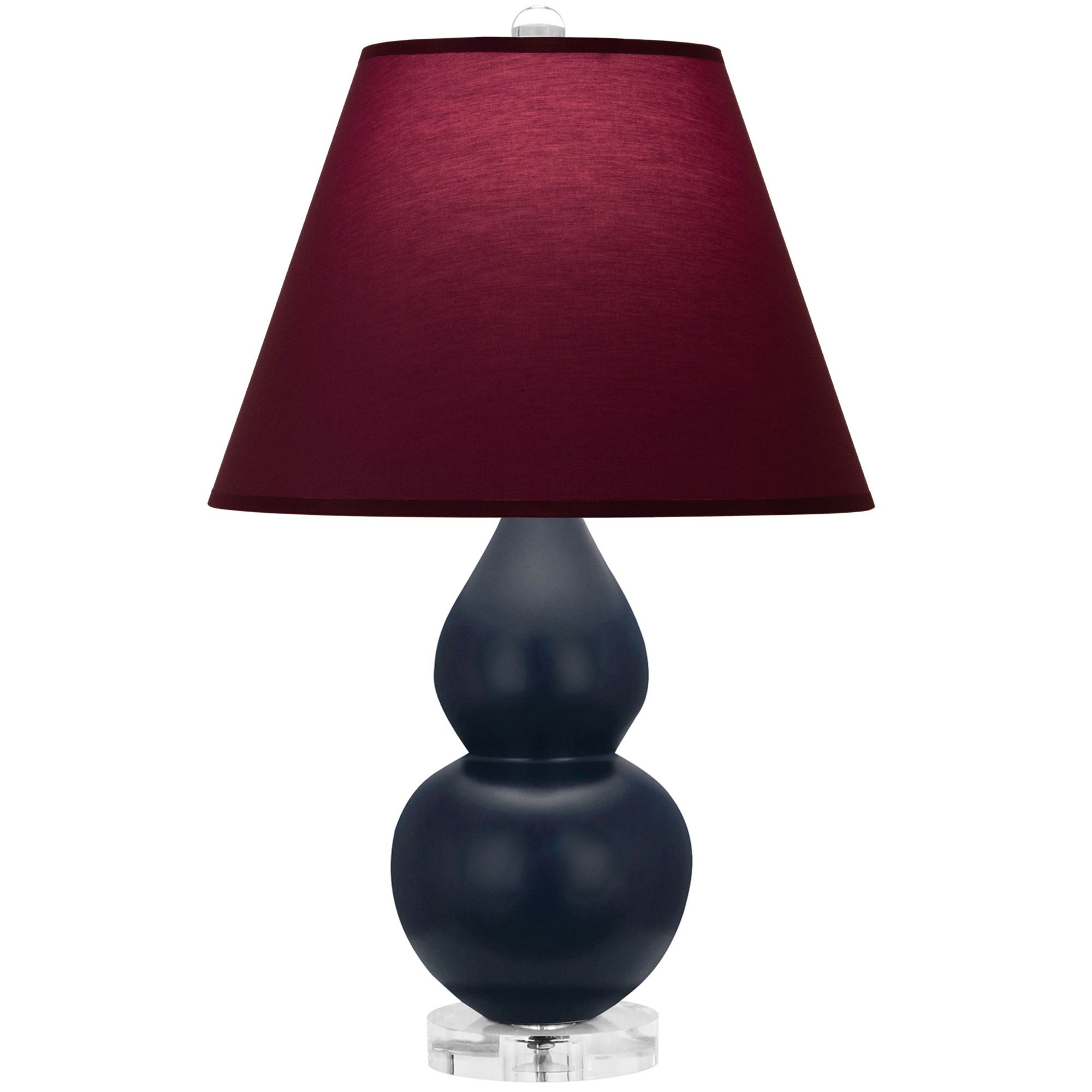 Image 2 Double Gourd 22"H Blue And Lucite Lamp w/ Plum And Lavender Shade more views