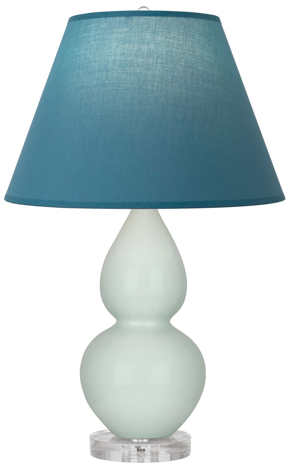 Double Gourd 22"H Celadon &amp; Lucite Lamp w/Bright Blue &amp; Gray M