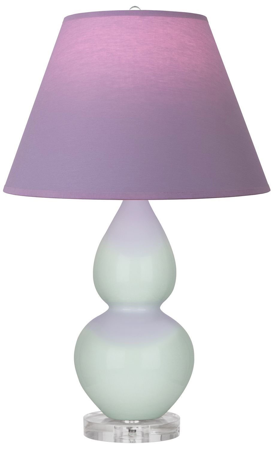 Double Gourd 22"H Celadon &amp; Lucite Lamp w/ Lavender &amp; Plum Mad